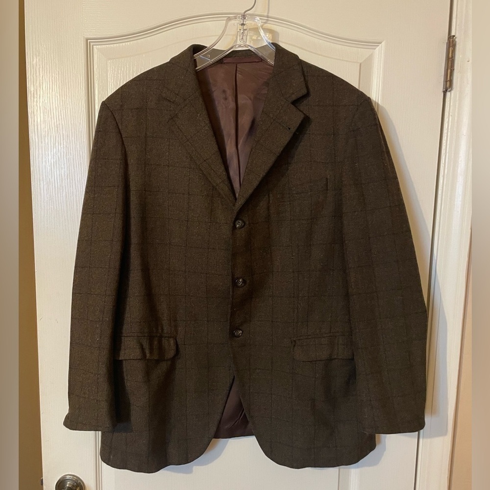 Vintage MEISTERKLASSE Sport Coat Size 46R Chocolate Brown Wool Blazer Jacket - Picture 8 of 9